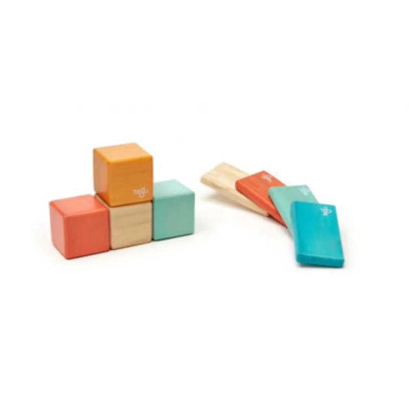 Tegu 8 Piece Pocket Pouch Magnetic Wooden Block Set, Sunset | POP-SNS-508T