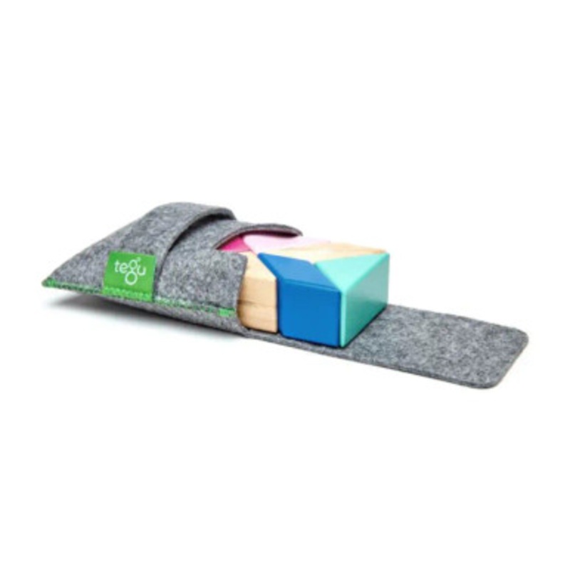 Tegu Pocket Pouch Prism Magnetic Wooden Block Set-Blossom, Multi-Colour,  6 Pieces | PPP-BSM-607T
