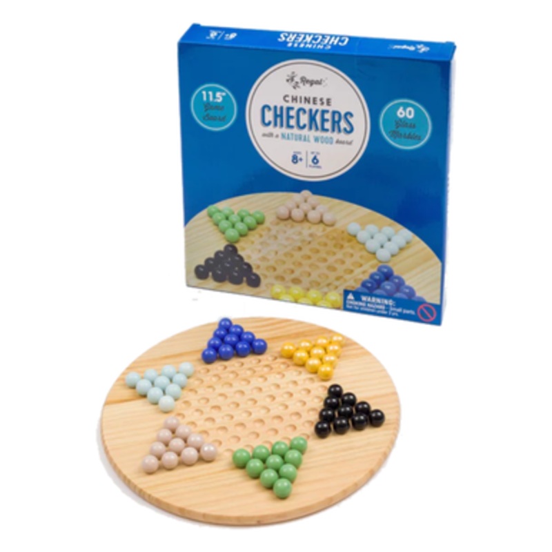 Regal Games – Chinese Checkers -11.5 Natural Wood Game Board with 60 Glass Marbles | 7420