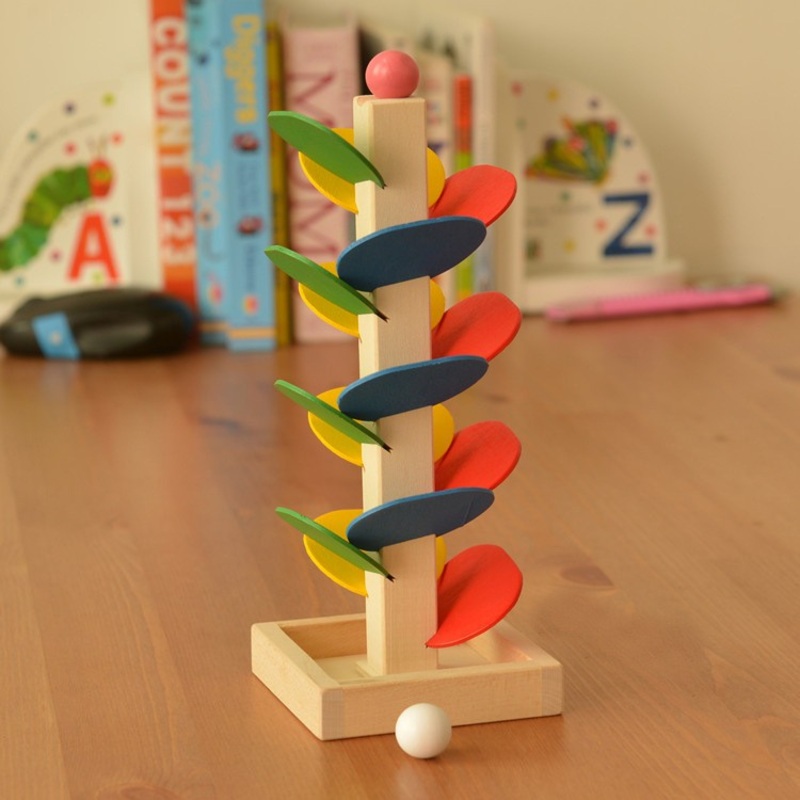 Wooden Tree Baby Kids Children Intelligence Educational Toy Marble Ball Run Track Game