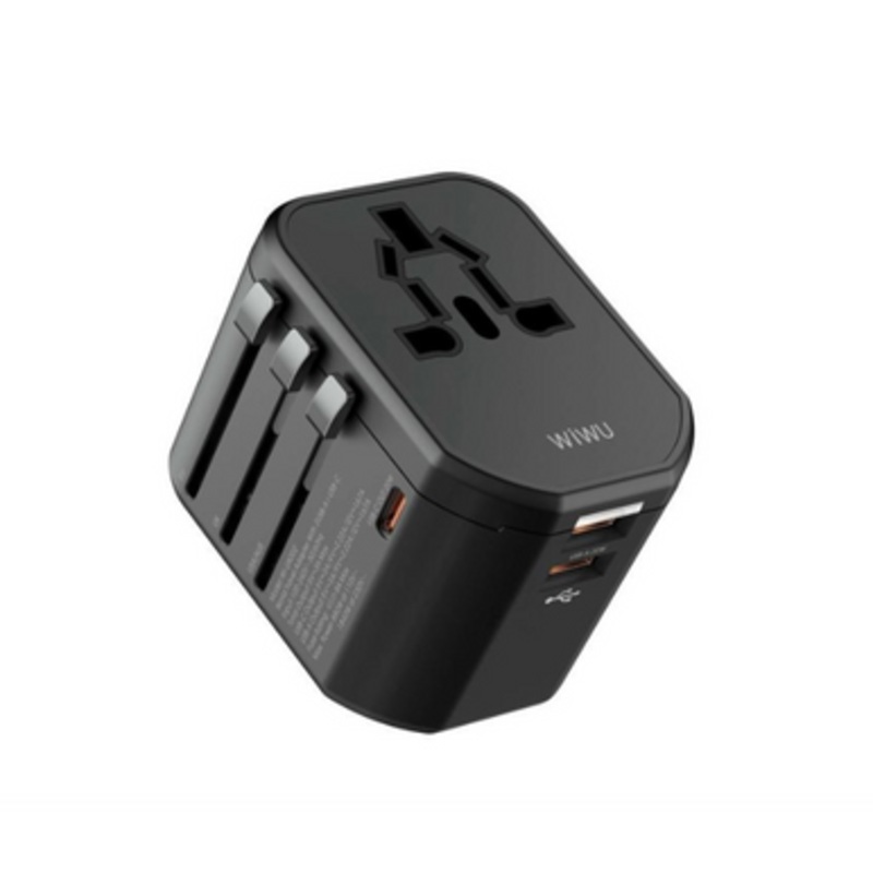 WIWU WI-UA002 Universal Power Adapter, with 2 USB 2 Type-C Black | WI-UA002-BLK