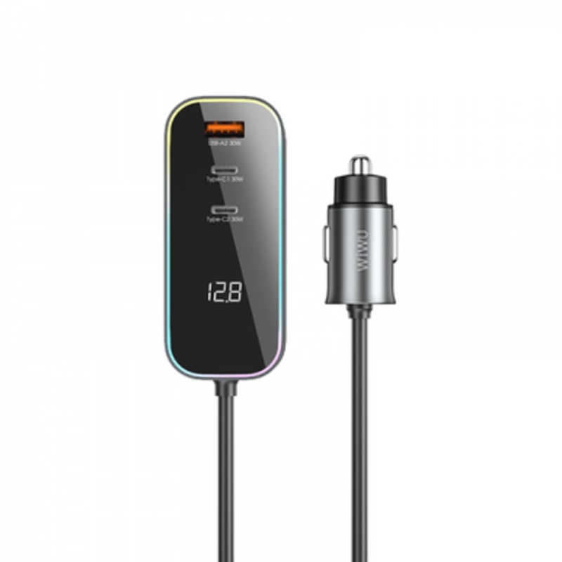 WIWU Zinc Alloy 120W Car charger Wi-QC014 – Space gray | WI-QC014-GY