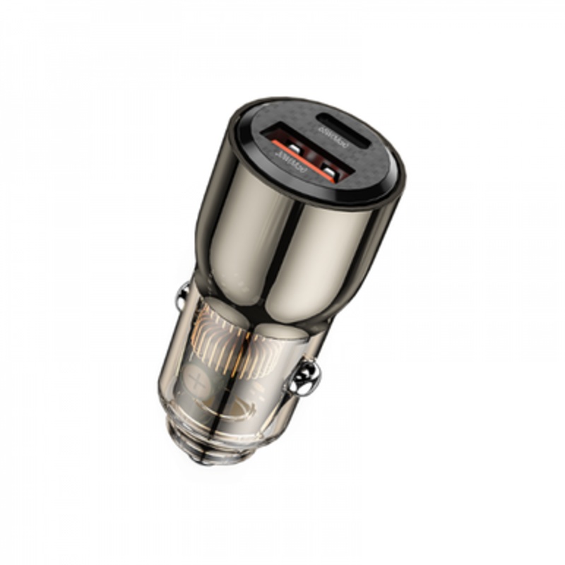 WIWU Zinc Alloy 95W Car charger Wi-QC012 – Translucent Black | WI-QC012-TBLK