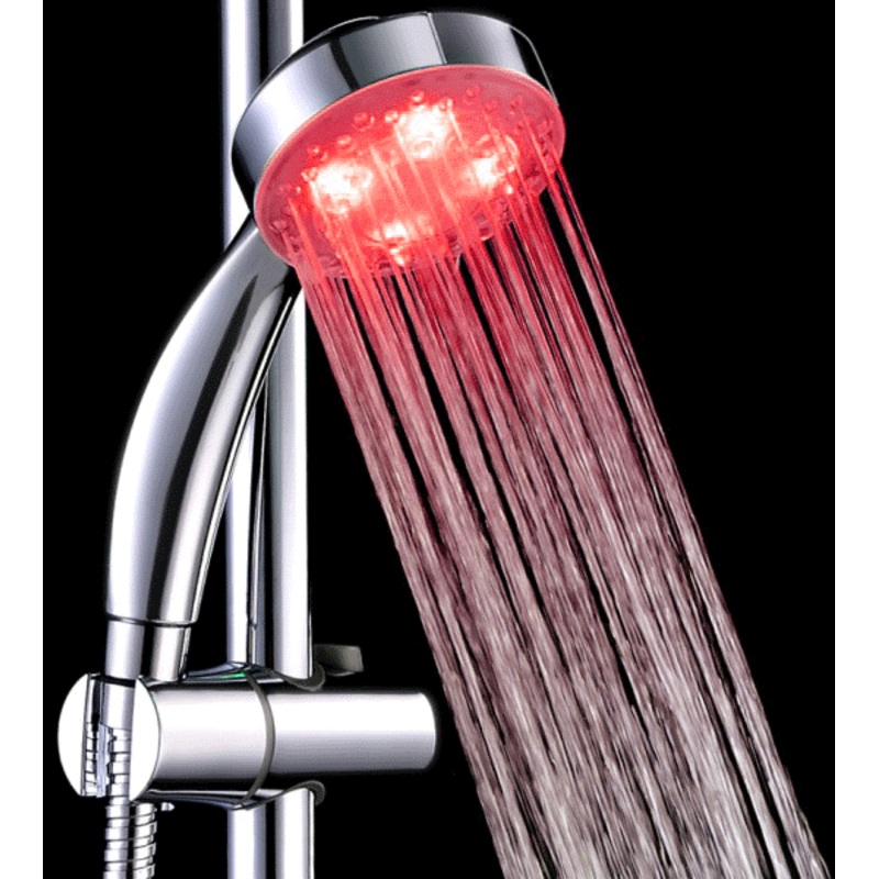 Temperature Control 3 Colors Changing Adjustable Shower Head Automatic 4 Lights LED Light