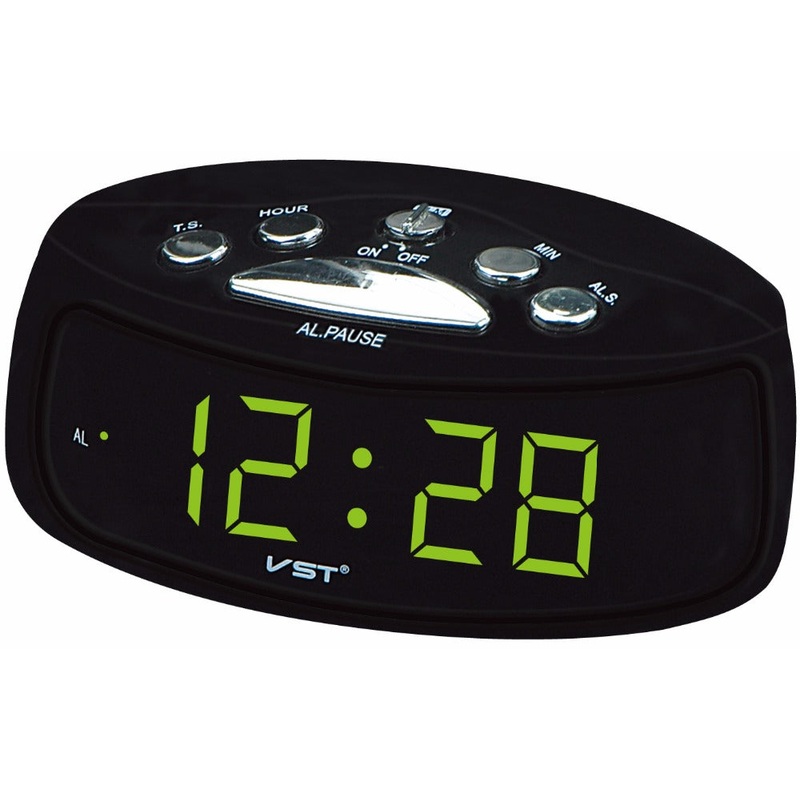 VST ST-9 EU Plug AC Power Desktop Led Digital Alarm Clock With Blue Red Green Backlight