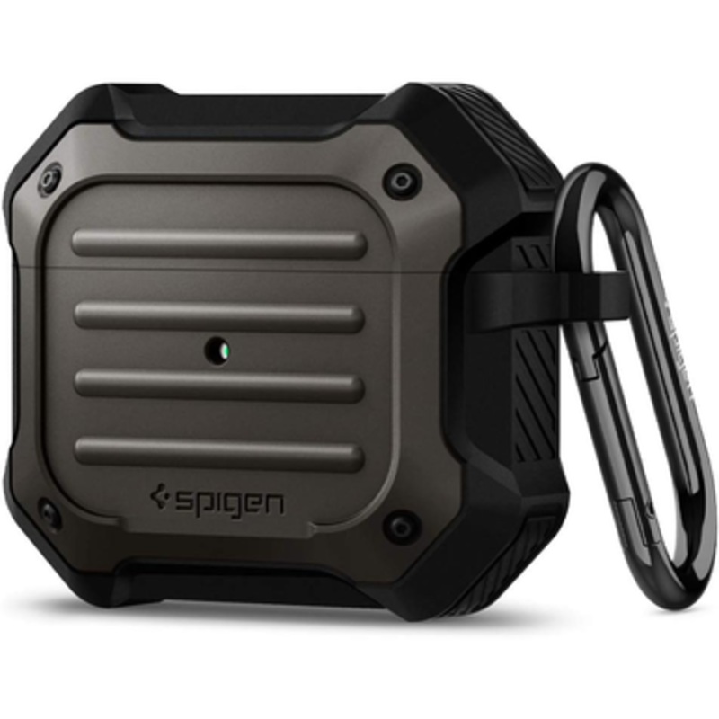 Spigen Tough Armor designed for Airpods 3 case cover (3rd Generation 2021) with Keychain [Extreme Impact Foam] – Gunmetal | ACS03688