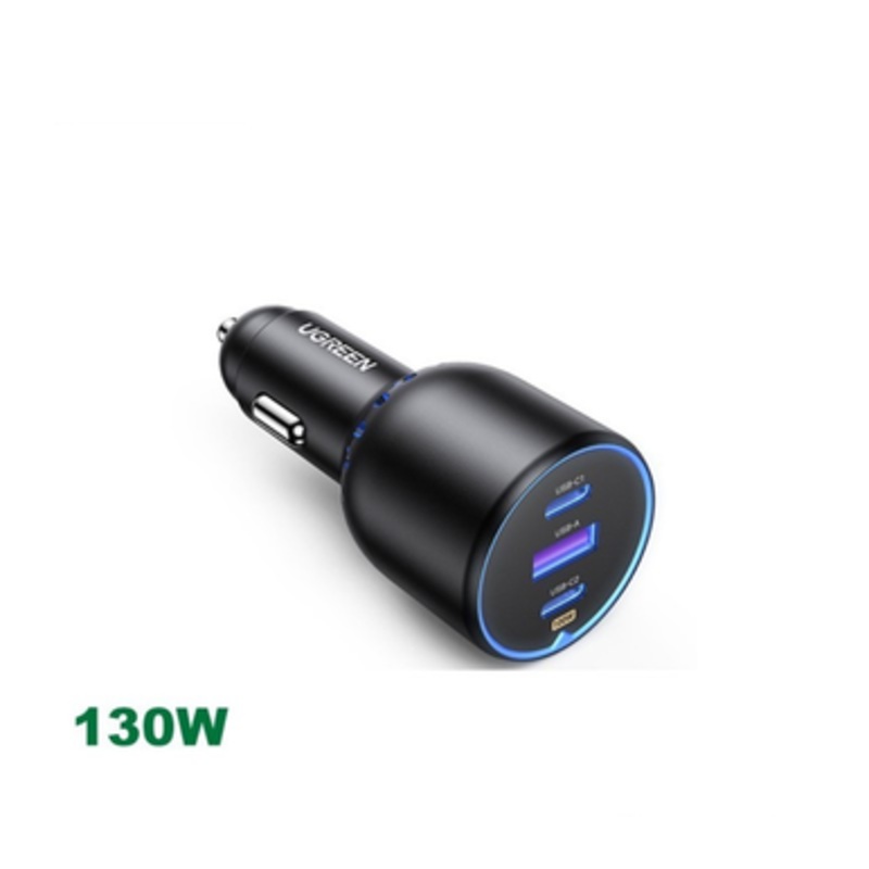 UGREEN 130W 3 Ports Fast Car Charger, for Phones, Tablets, Ipads, Laptops & MacBooks | 90413
