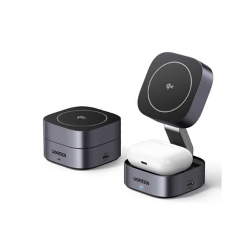 UGREEN 2-in-1 Magnetic  Wireless Charger for IPhone + AirPods, MagFlow Qi2 Magnetic Foldable Charging Station | 35316
