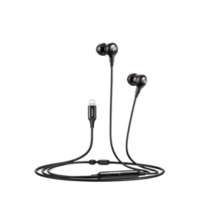 UGREEN MFI certified lightning Wired Earphones with Microphone, Noise Isolation,Black | 30631