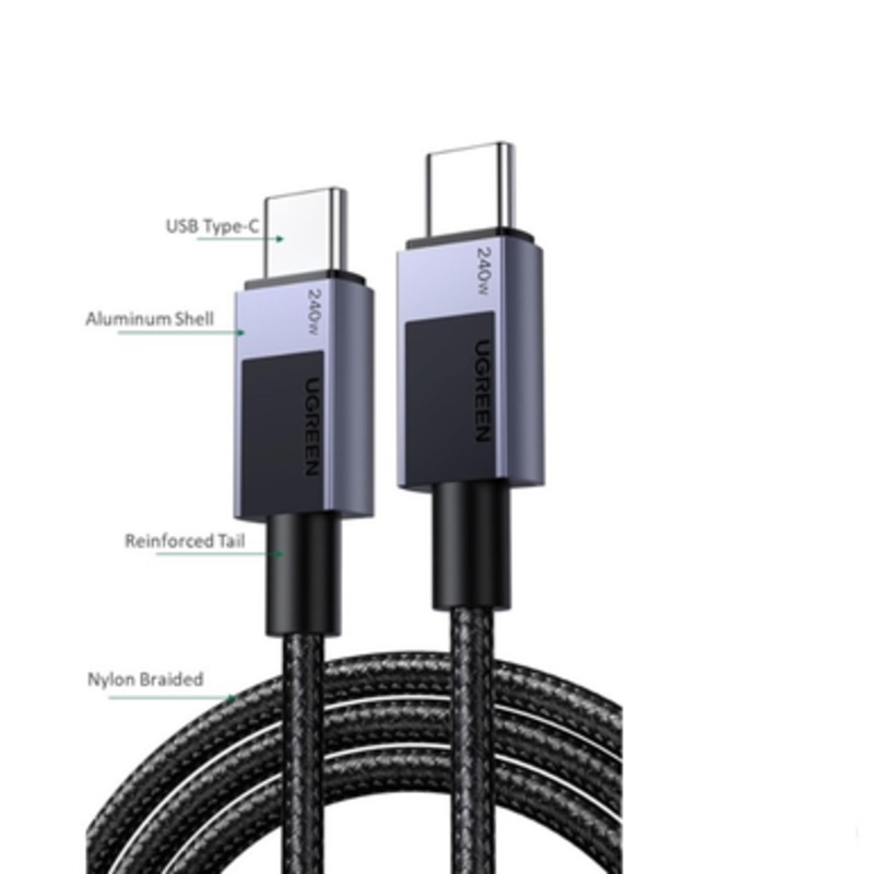 UGREEN USB-C to USB-C 240W Braided Cable & Aluminum Body – 1M | 45067