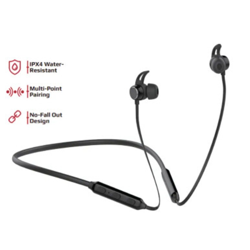 Promate Flow Sporty Secure-Fit Stereo Wireless Earphones – Black | Flow
