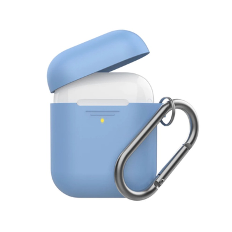 Promate Slim Silicon case for Apple Airpods with Carabiner Hook – Blue | GRIPCASE