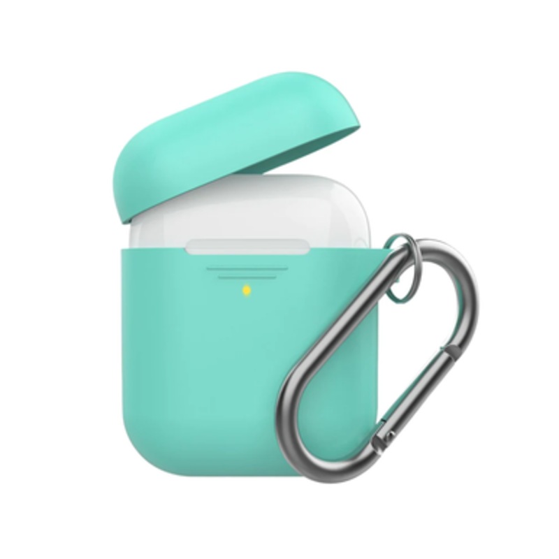 Promate Slim Silicon case for Apple Airpods with Carabiner Hook – Green | GRIPCASE