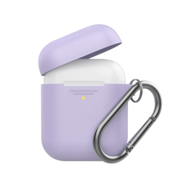 Promate Slim Silicon case for Apple Airpods with Carabiner Hook – Purple | GRIPCASE