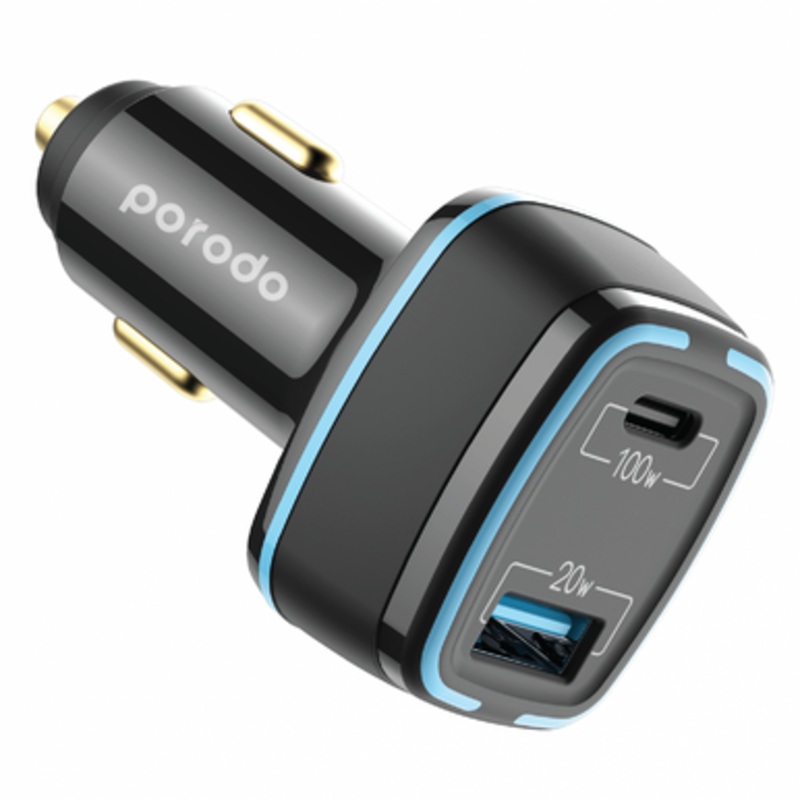 Porodo 120W Dual Output Car Super-Fast Charger , Black | PD-CCPD-BK