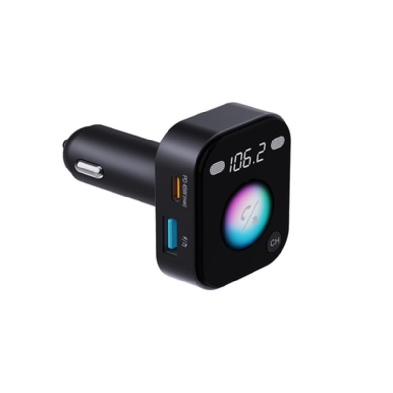 Porodo Dual Microphone FM Transmitter & Charger – Black | PD-BTFMTVC-BK