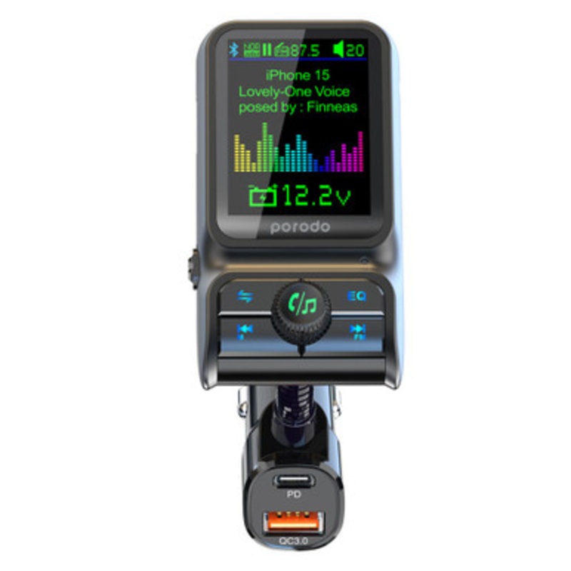 Porodo Dual Port Car Charger FM Transmitter ,Black | PD-FM36WCC-BK