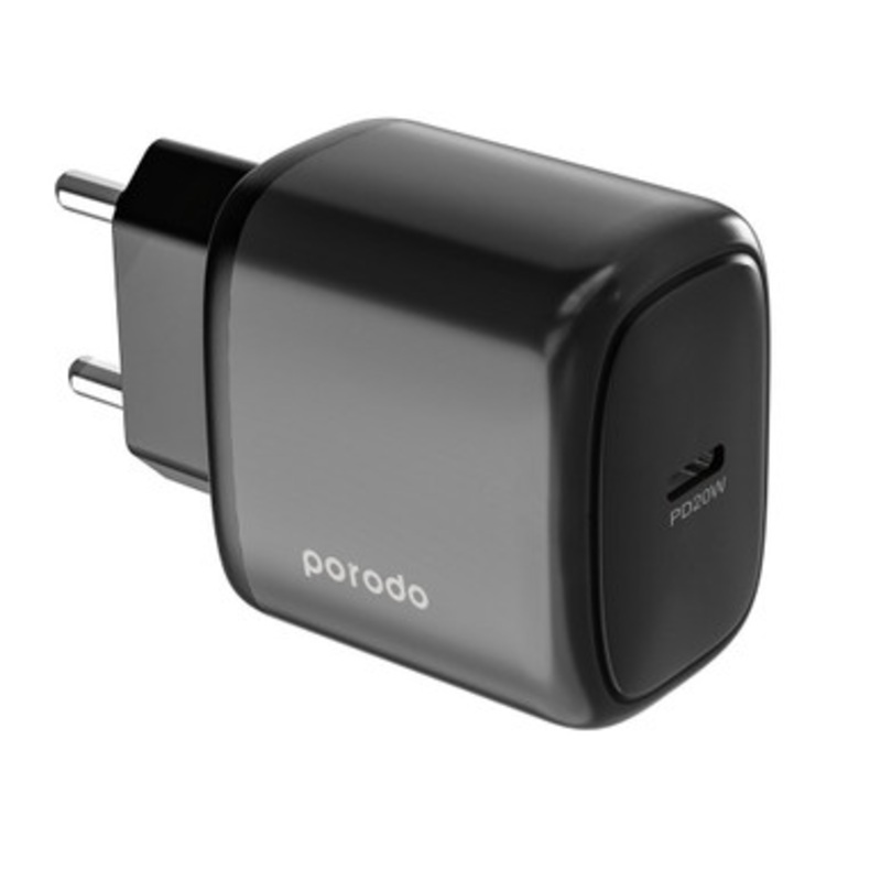 Porodo USB-C Power Delivery Quick Charger EU ,Black | PD-20WEUCC-BK