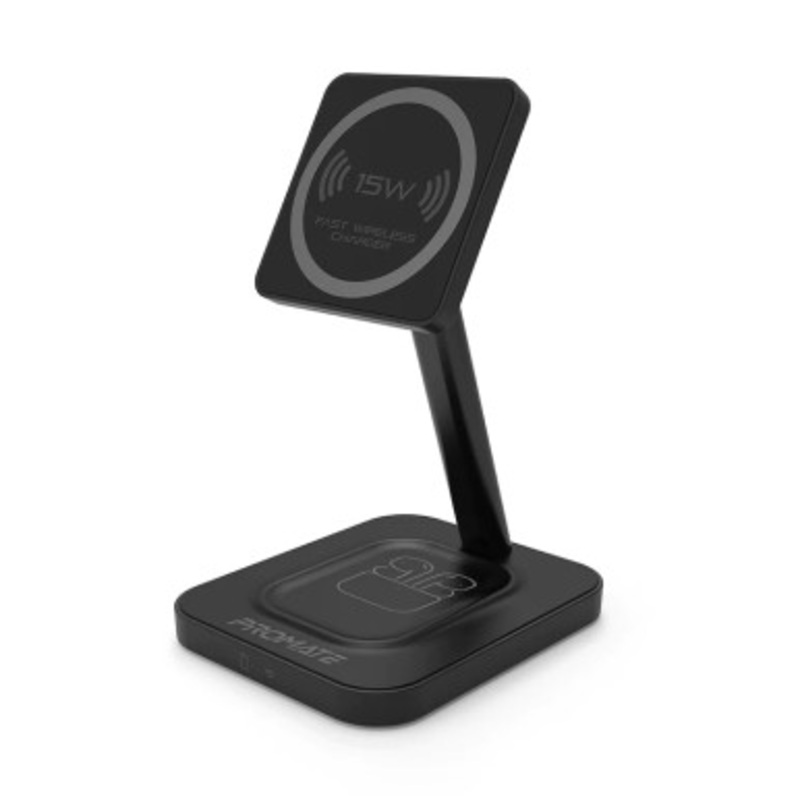 Promate 15W High Speed Magnetic Wireless Charger , Grey  | AURABASE-15W.GREY