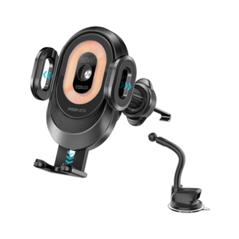 Promate 15W Transparent Auto Clamping Car Wireless Charging Mount | POWERMOUNT-2