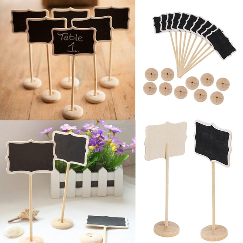 Vintage Mini Wood Chalkboard Blackboard Wooden Place Card Holder Table Number for Wedding Event Par