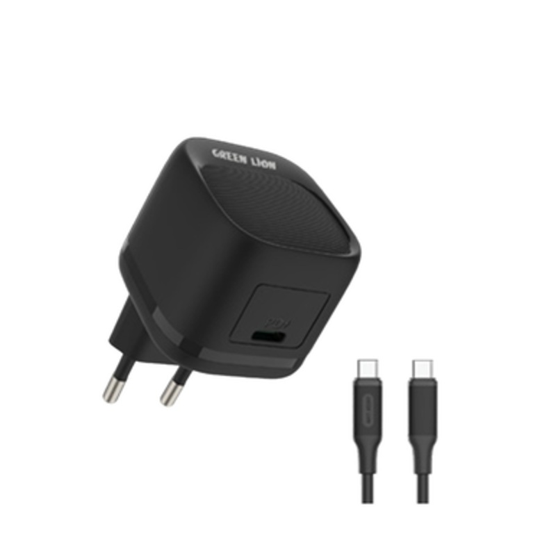 Green Lion PD 20W USB-C  EU Wall Charger With USB-C To USB-C Cable | GNPD20ECCWCBK