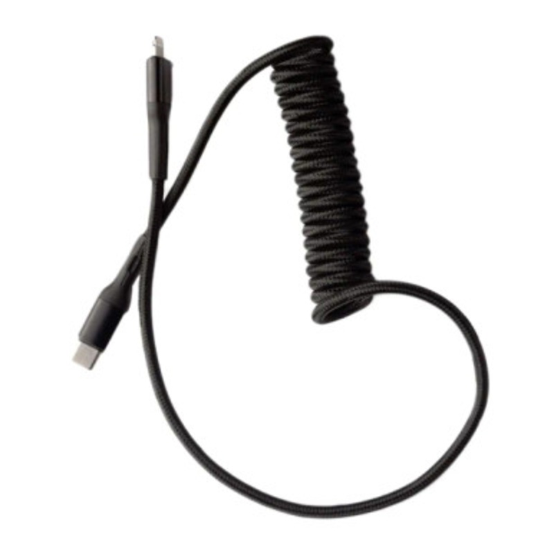 Green Lion 1.5M PD 20W Spring Cable Type-C to Lightning – Black | GNSPTYCLTGBK