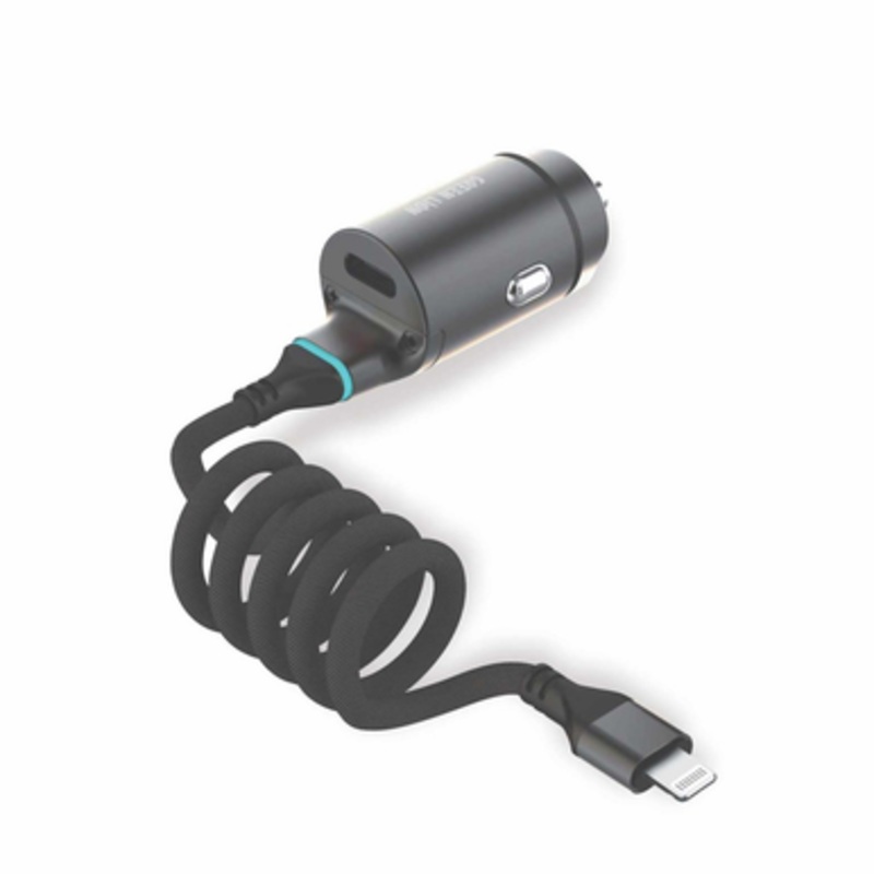 Green Lion 45W PD Car Charger with 1.2M Lightning Cable – Black | GNCC45WPDLGBK