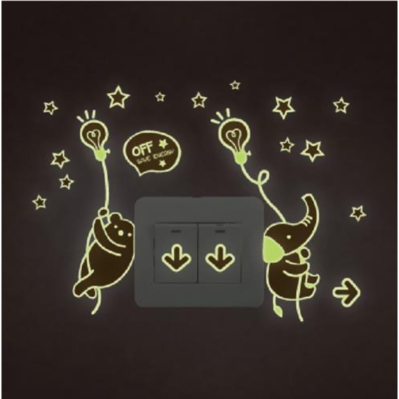 Y0040 Bears Elephant Light Bulb Stickers Gloss Stickers Fluorescent Stickers