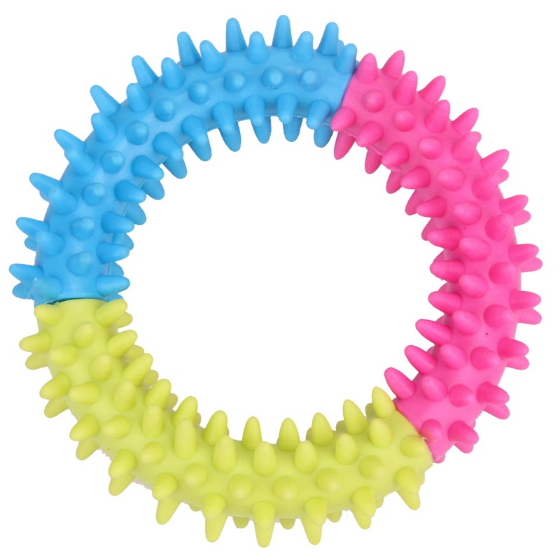 Yani DCT-5 Dog’s Squishy Thorn Ring Chew Toy Rubber Multicolor Circle Dental Healthy Training Toys