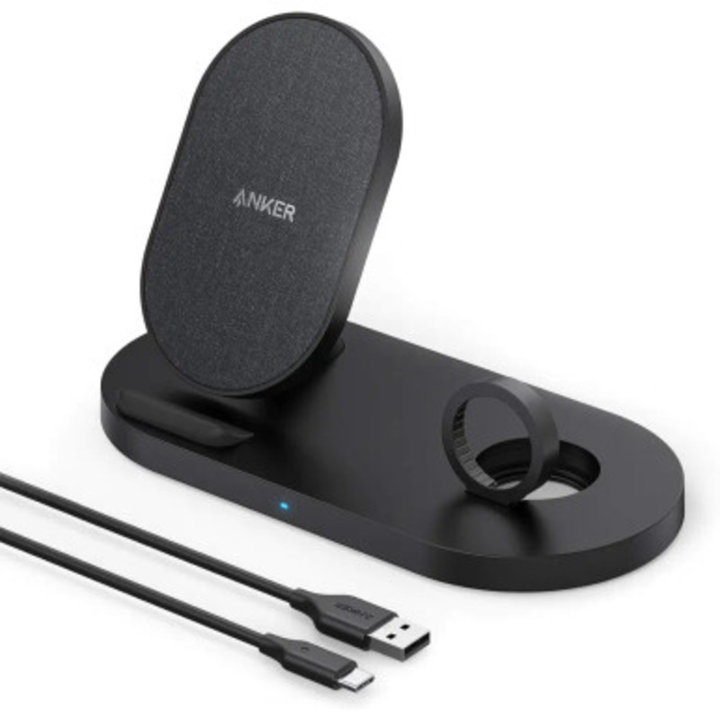 Anker Wireless Charging Station PowerWave Sense 2-in-1 Stand with Watch Charging Holder for Apple Watch | A2595