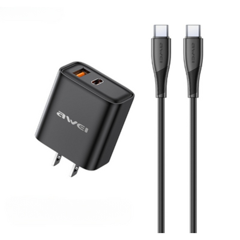 AWEI Fast Charger Dual Ports 20W Black | PD62-EU-BLACK
