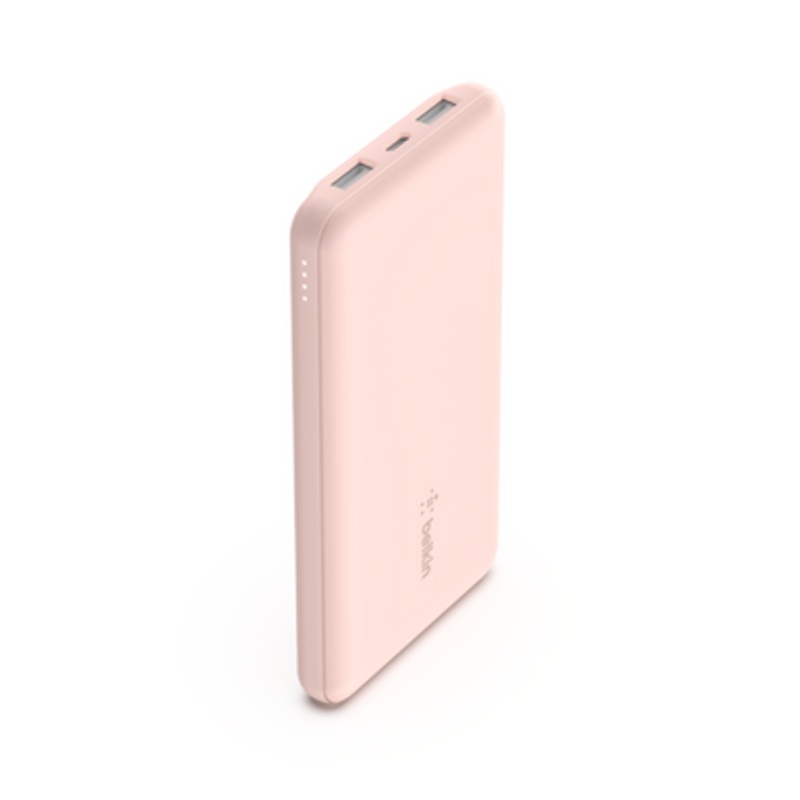 Belkin 10K Power Bank with USB-C 15W, Dual USB-A, 15cm USB-A to C Cable ,Rose gold | BPB011BTRG