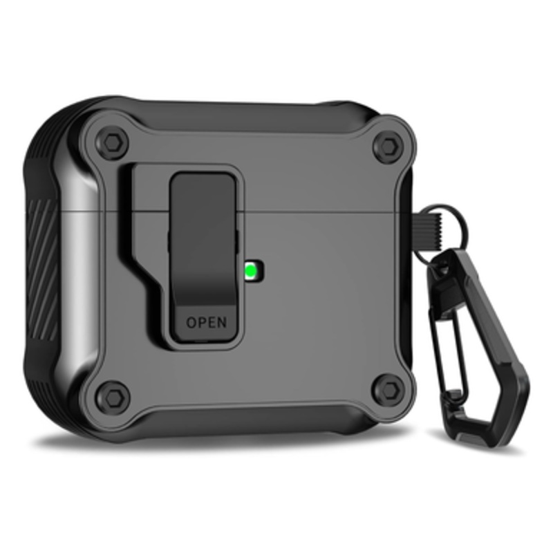 Airpods 3 Military Automatic Security Locking Clip Case for Airpods – Black