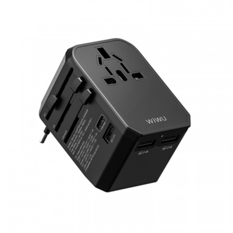 WiWU UA-304 4 In 1 Universal Plug Adapter – Black | UA-304B