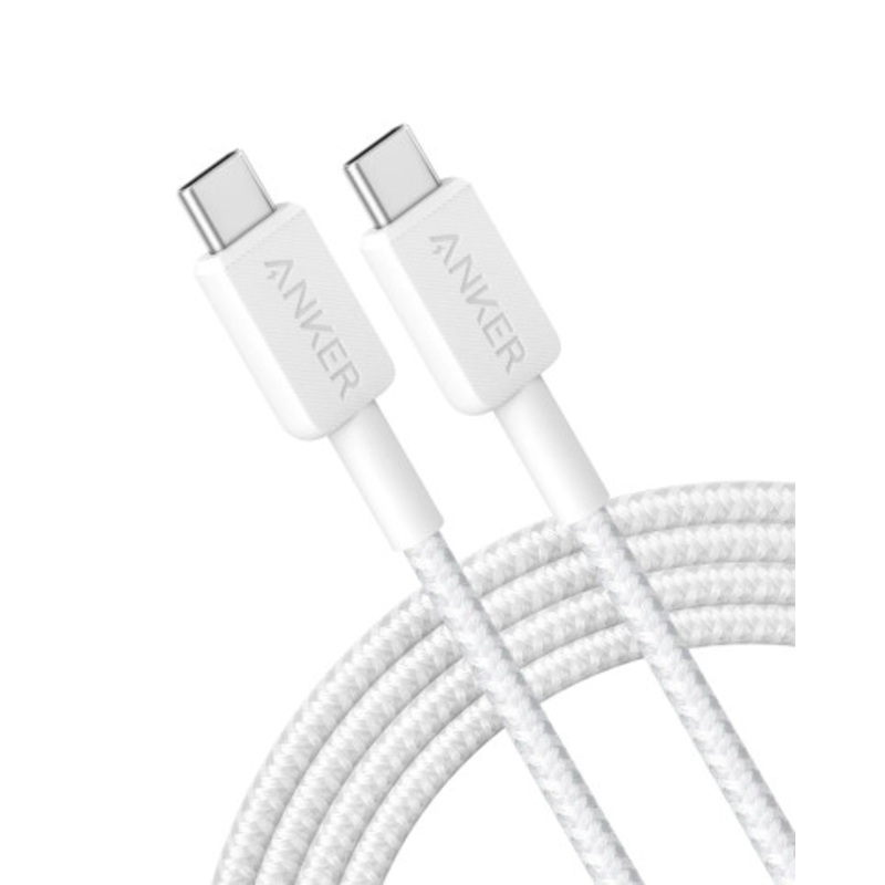 Anker 322 USB-C to USB-C 10ft Braided Cable – White | A81F7H21