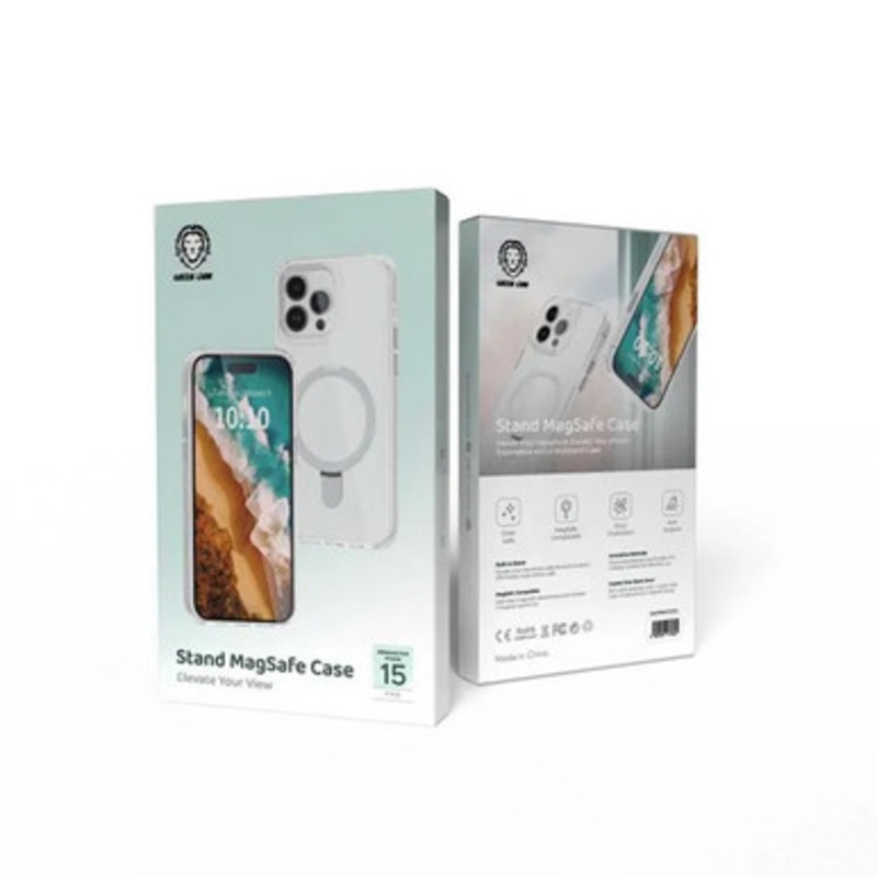 Green Lion Stander Magsafe Case for iPhone 15 Pro Max – Clear | GNSTMGC15PMCL