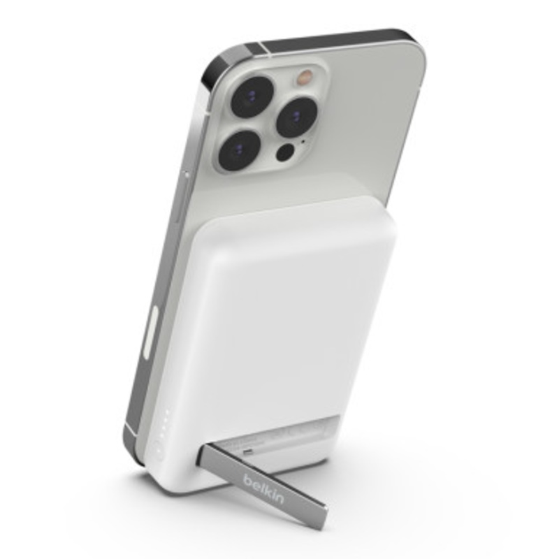 Belkin Boost Charge Magnetic Wireless Power Bank 5K + Stand, White| BPD004btWT