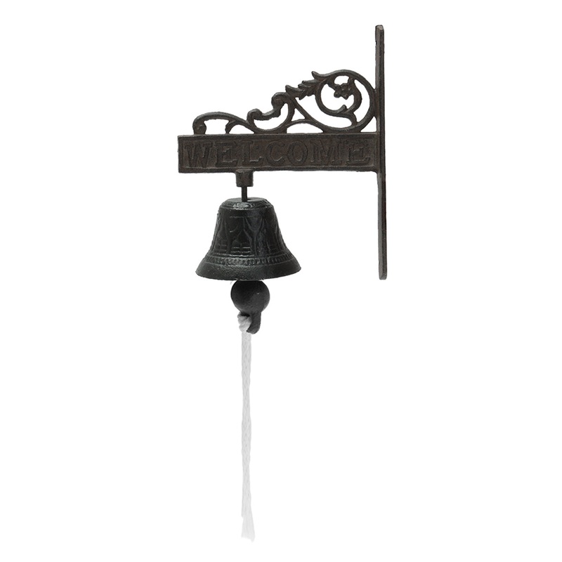 Vintage Rustic Solid Metal Cast Iron Hanging Wall Mounted Welcome Home Doorbell