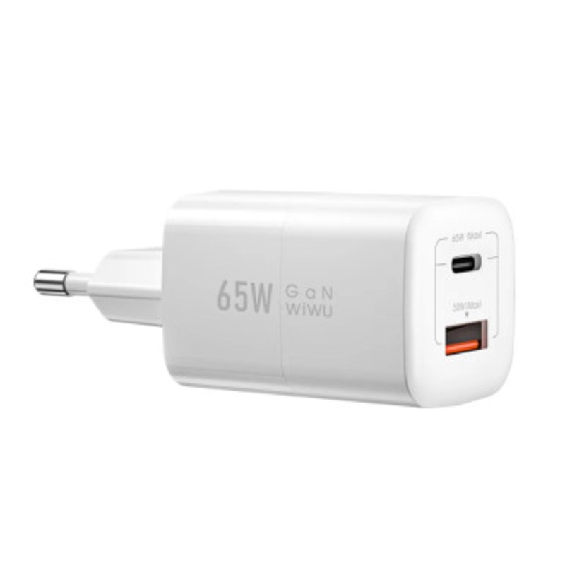 WIWU 65W PD+QC wall charger/ EU Plug Wi-U012 White | WI-U012-WT