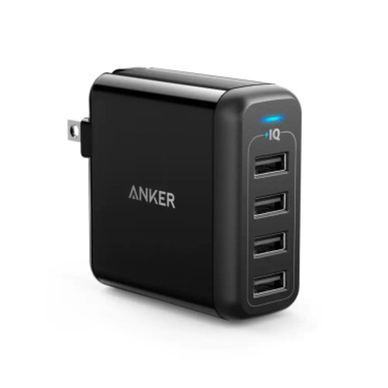 Anker PowerPort 4 Multi-device USB-A Wall Charger  – Black | A2142J12-1