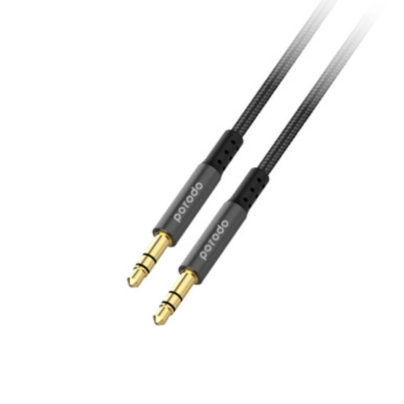 Porodo Blue Metal And PVC AUX 3.5mm Cable 1m/3.2ft ,Black | PB-AU12AUC-BK