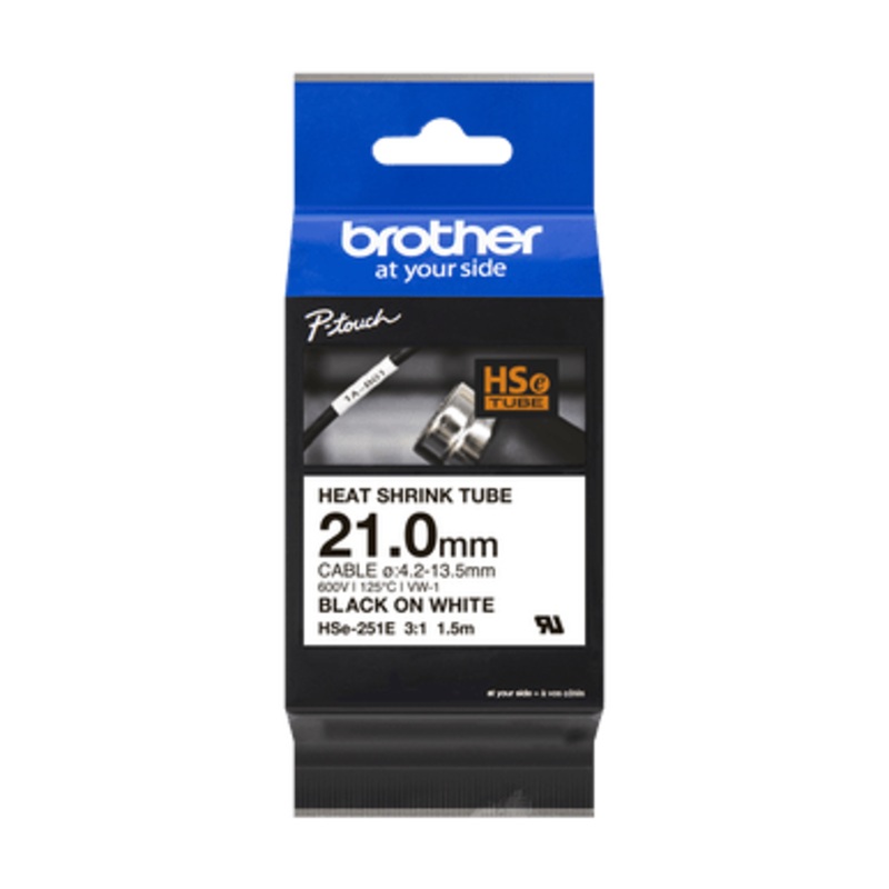 Brother  Heat Shrink Tube Tape Cassette – Black on White | HSe-251E