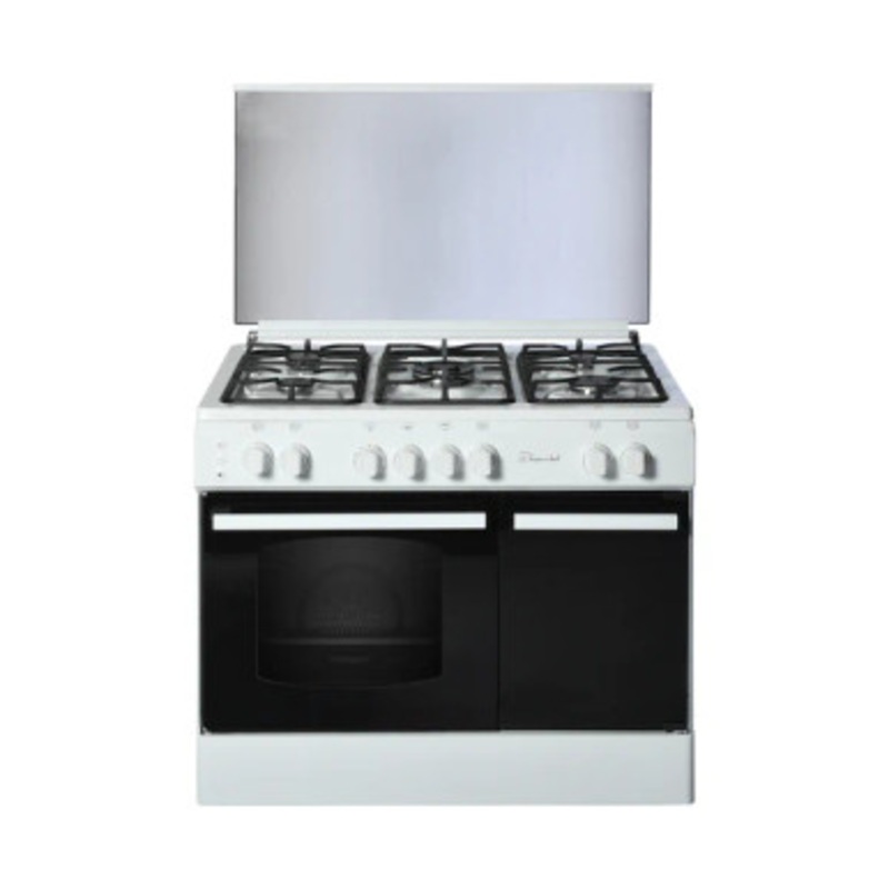SUPER CHEF Cooker Bottle 90Cm 5 Gas Burners+Turbo Fan White | DCB-941 PLUS WH