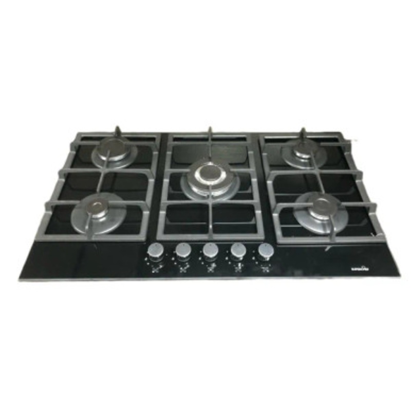 SUPER CHEF Hob 90 Cm 5 Gas Burners Cast Iron Glass |   DH-90 5G GLASS