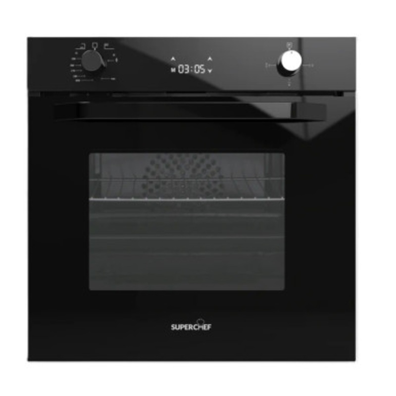 SUPER CHEF Oven 60 Cm Gas/Gas + Fan Black | DO-60 GGF GLASS