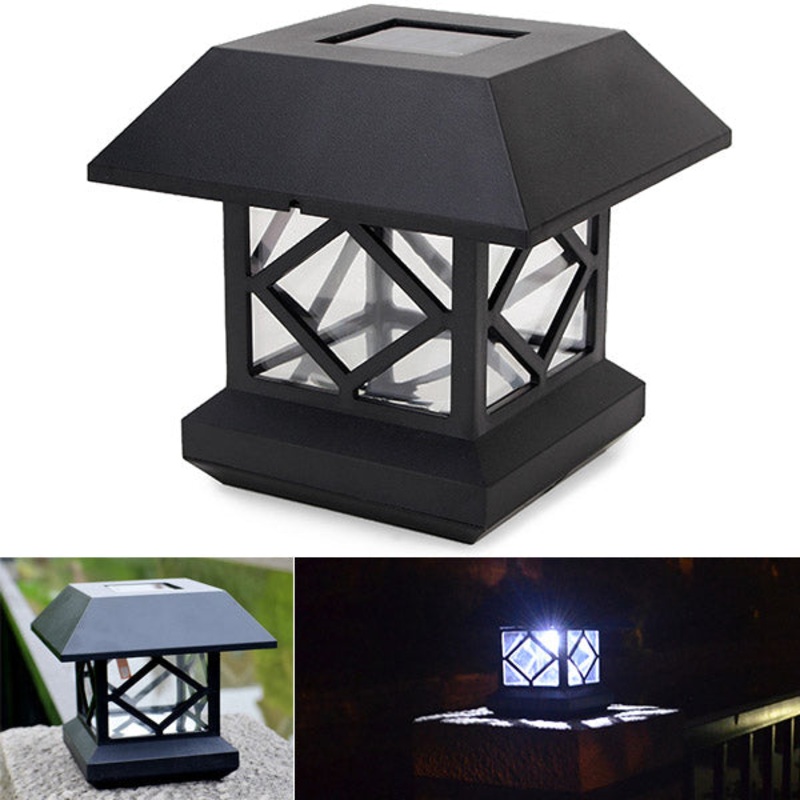 1.2V Garden Lawn Solar White LED Pillar Lamp Outdoor Cottage Courtyard Fence Light