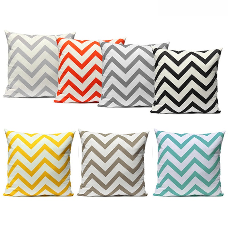 Vintage Zig Zag Printed Cushion Cover Home Decor Throw Pillow Case