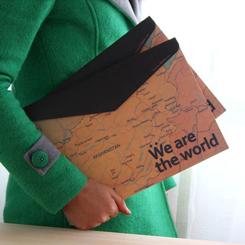 Stationery Vintage World Map Horizontal Paper Folder Bag