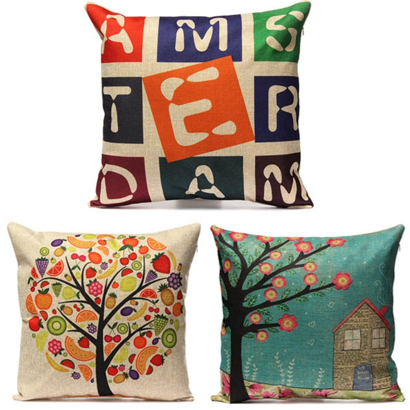 Vintage Cotton Linen Pillow Cases Home Decor Sofa Car Cushion Cover